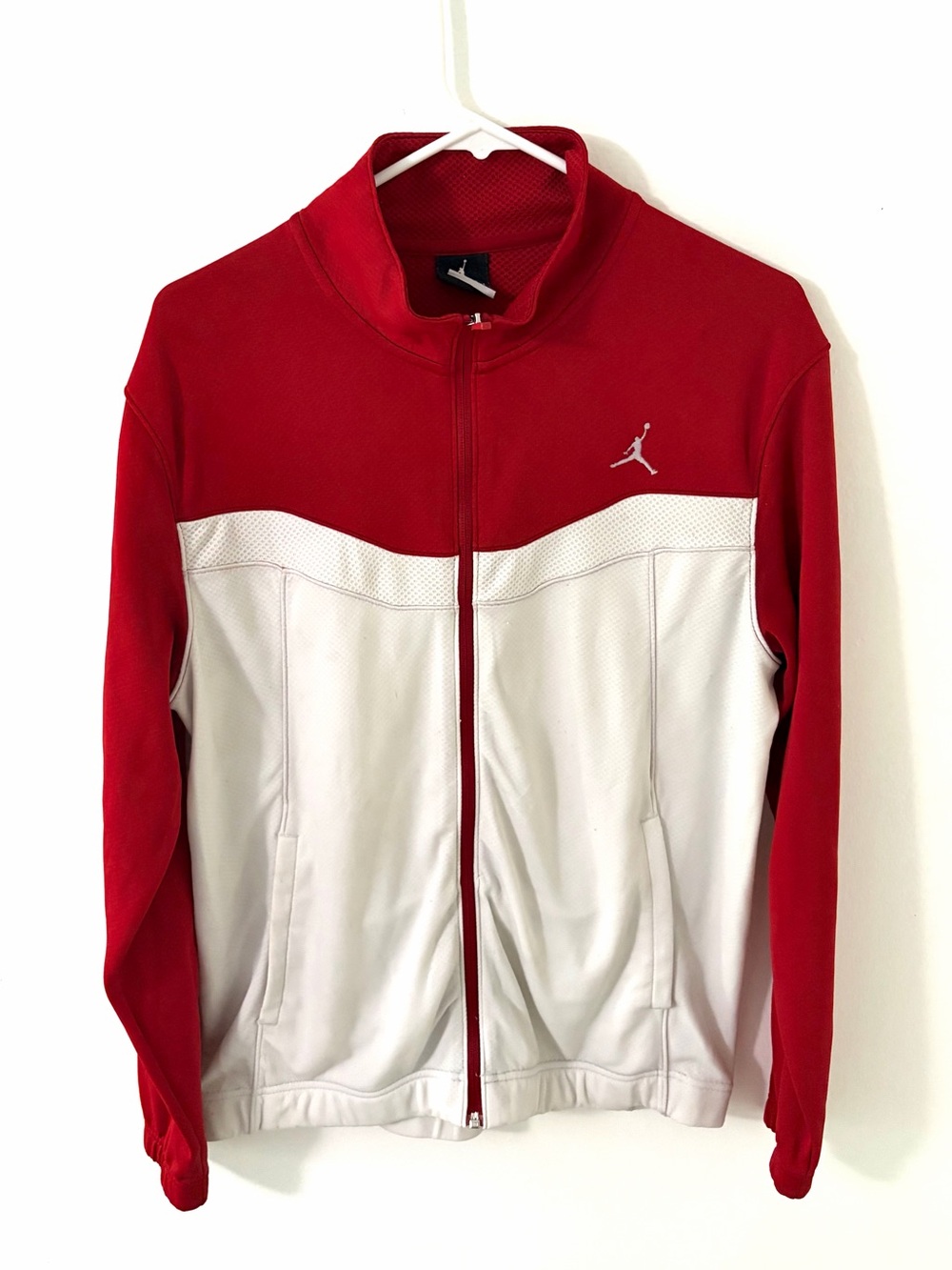 Nike Jordan Red and White Full-Zip Exclusive Track Jacket, Size: Medium
